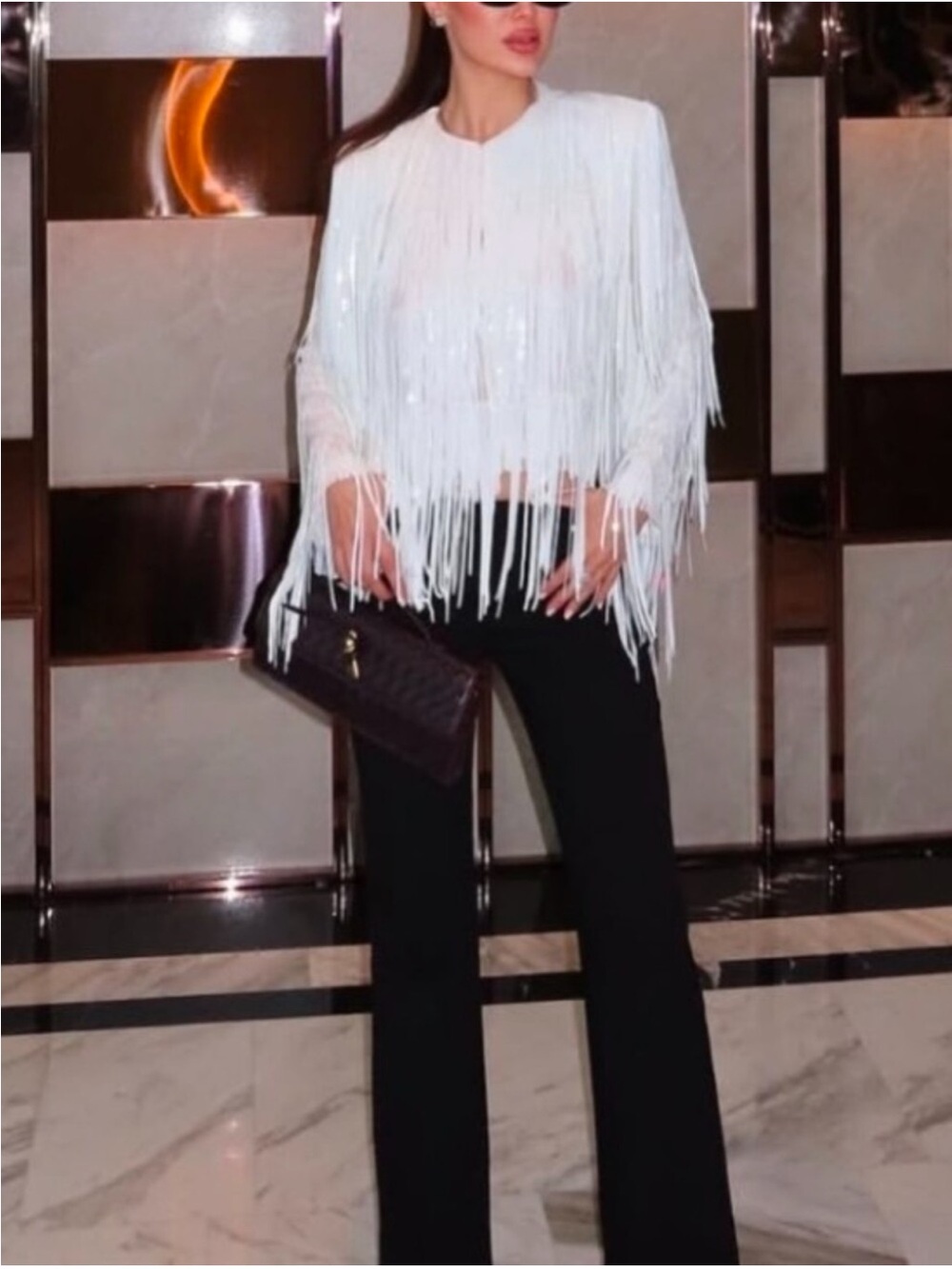 ZARA WHITE FRINGED SEQUIN JACKET - Picture 10 of 16